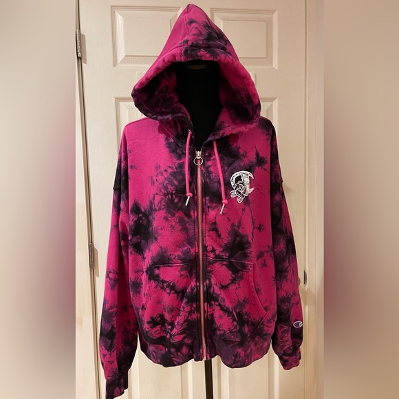 Champion Women’s Powerblend Fleece Tie Dye Hoodie Size  L - Picture 2 of 13